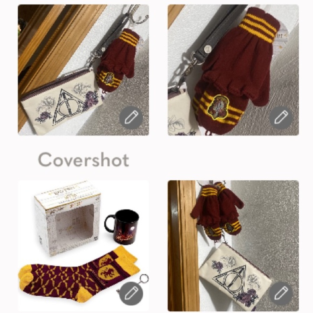 Harry Potter Wristlet/Bag+Gryffindor fingerless gloves+3P gift set🧦☕️🗝
